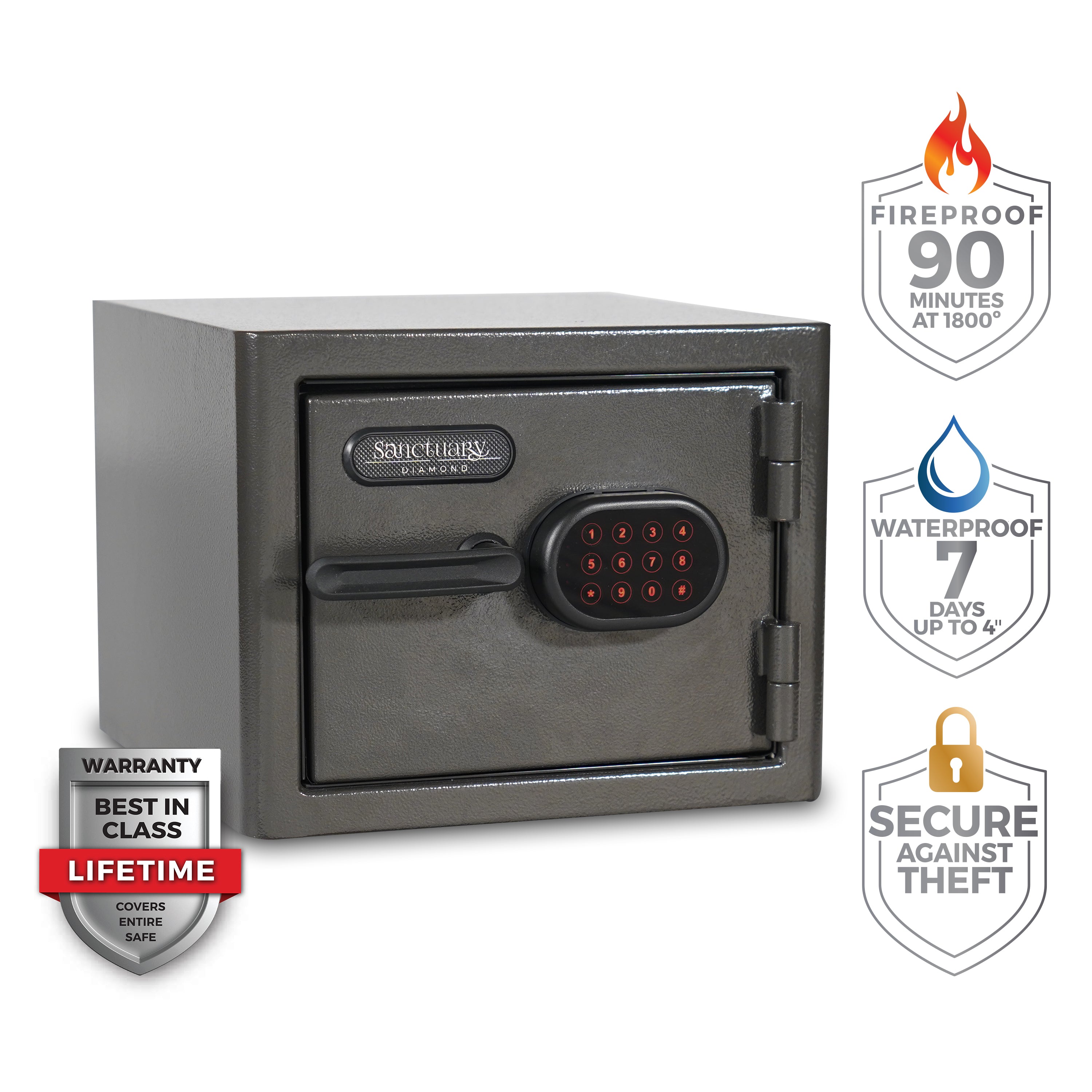 Diamond 0.79 cu. ft. Fireproof/Waterproof Home & Office Safe with Electronic Lock, Dark Gray Hammertone Finish