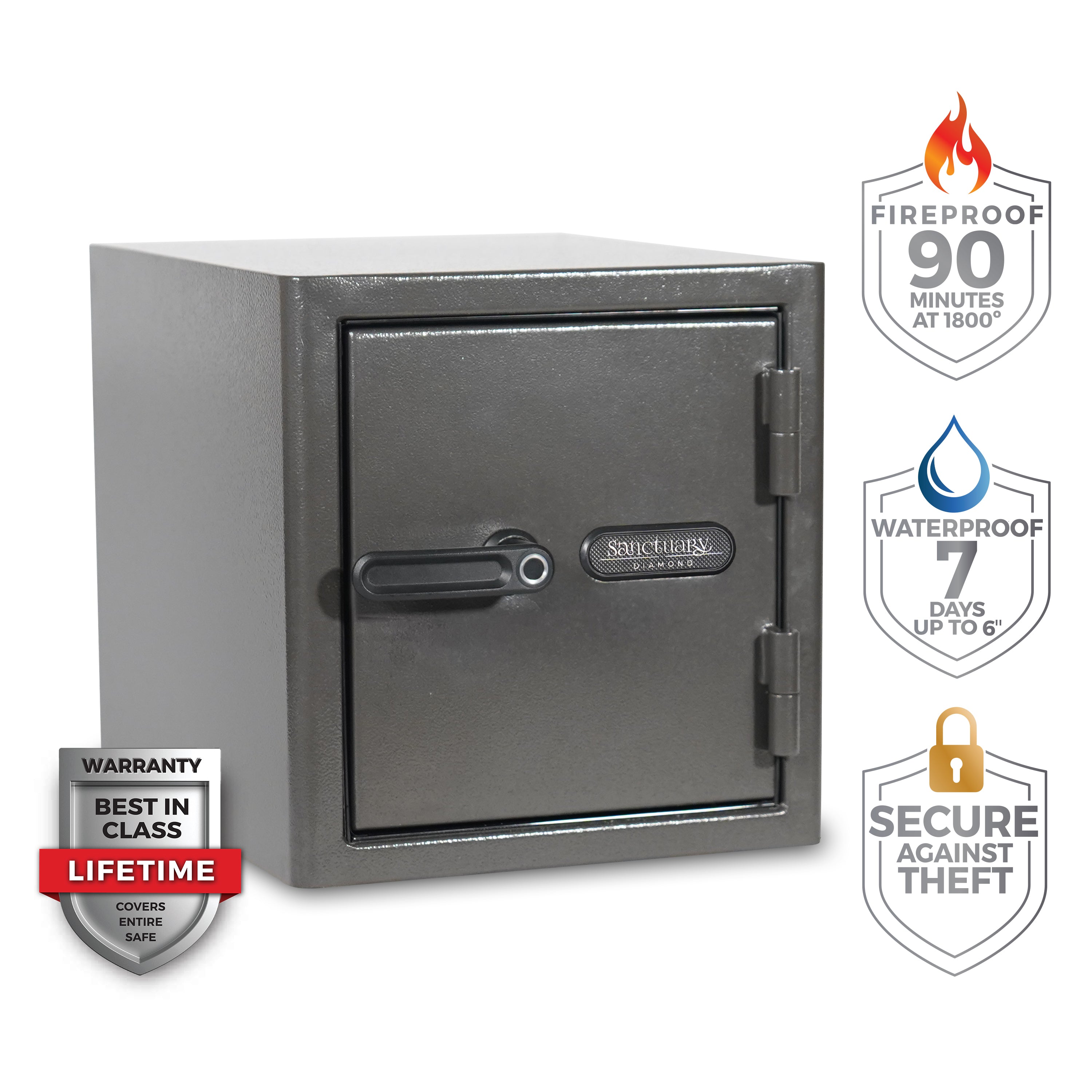 Diamond 1.32 cu. ft. Fireproof/Waterproof Home & Office Safe with Biometric Lock, Dark Gray Hammertone Finish