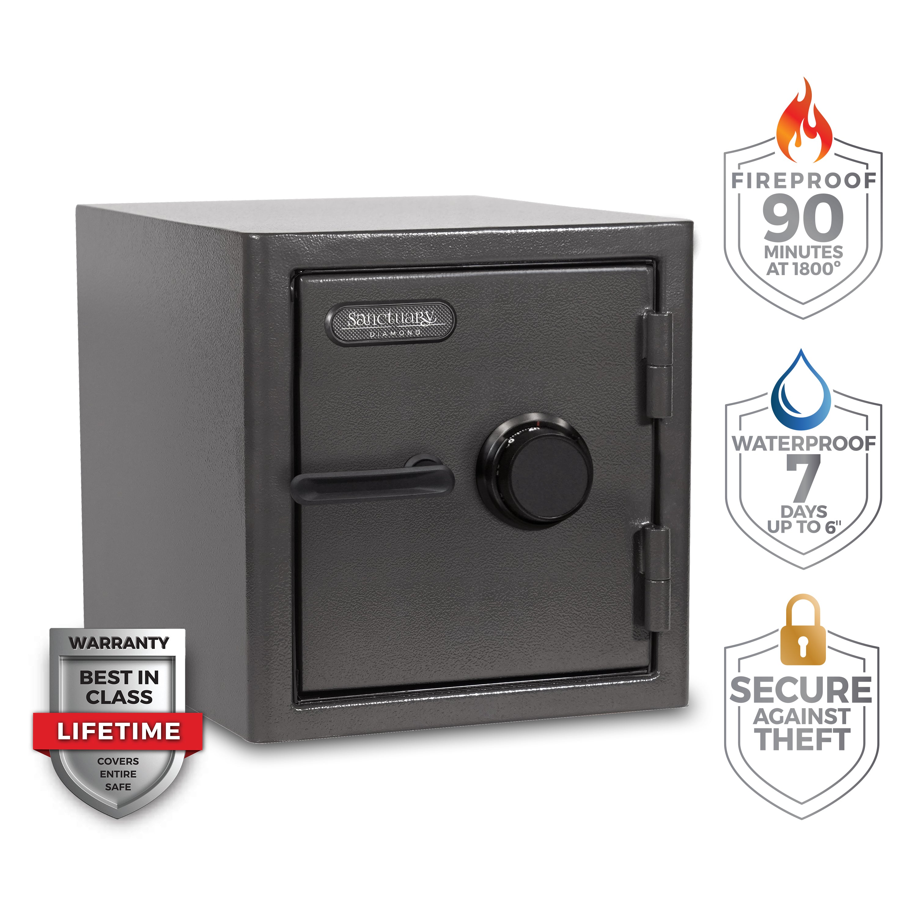 Diamond 1.32 cu. ft. Fireproof/Waterproof Home & Office Safe with Combination Lock, Dark Gray Hammertone Finish