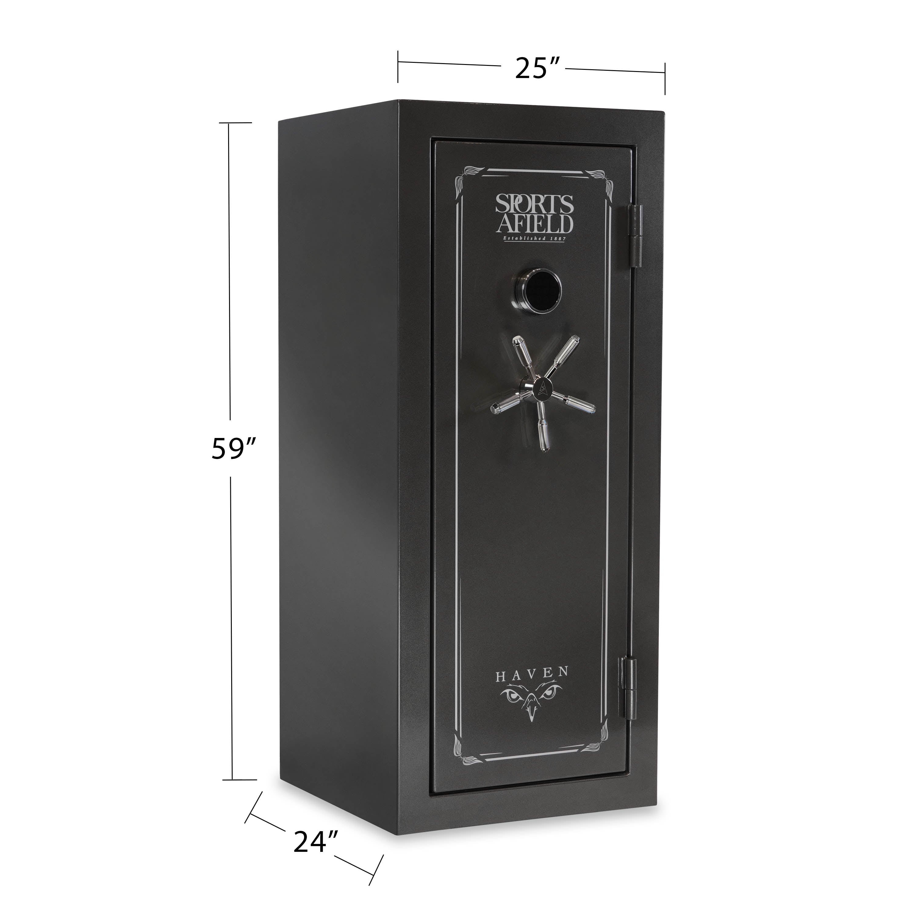 Haven 24-Gun Fire and Waterproof Electronic Lock Gun Safe, Metal Gray Gloss Metallic Finish