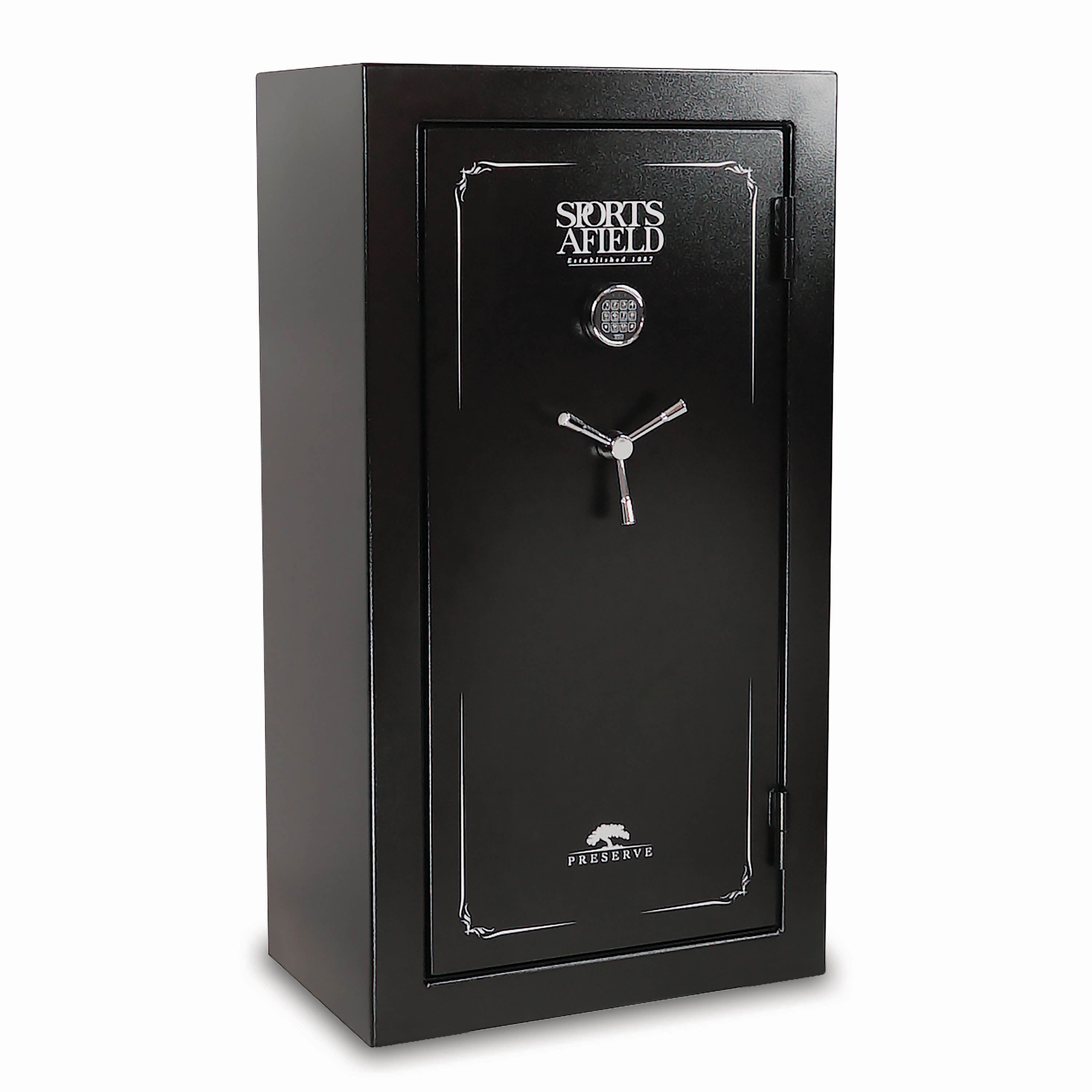 Preserve 32-Gun Fire and Waterproof Gun Safe with Electronic Lock, Black Textured Gloss