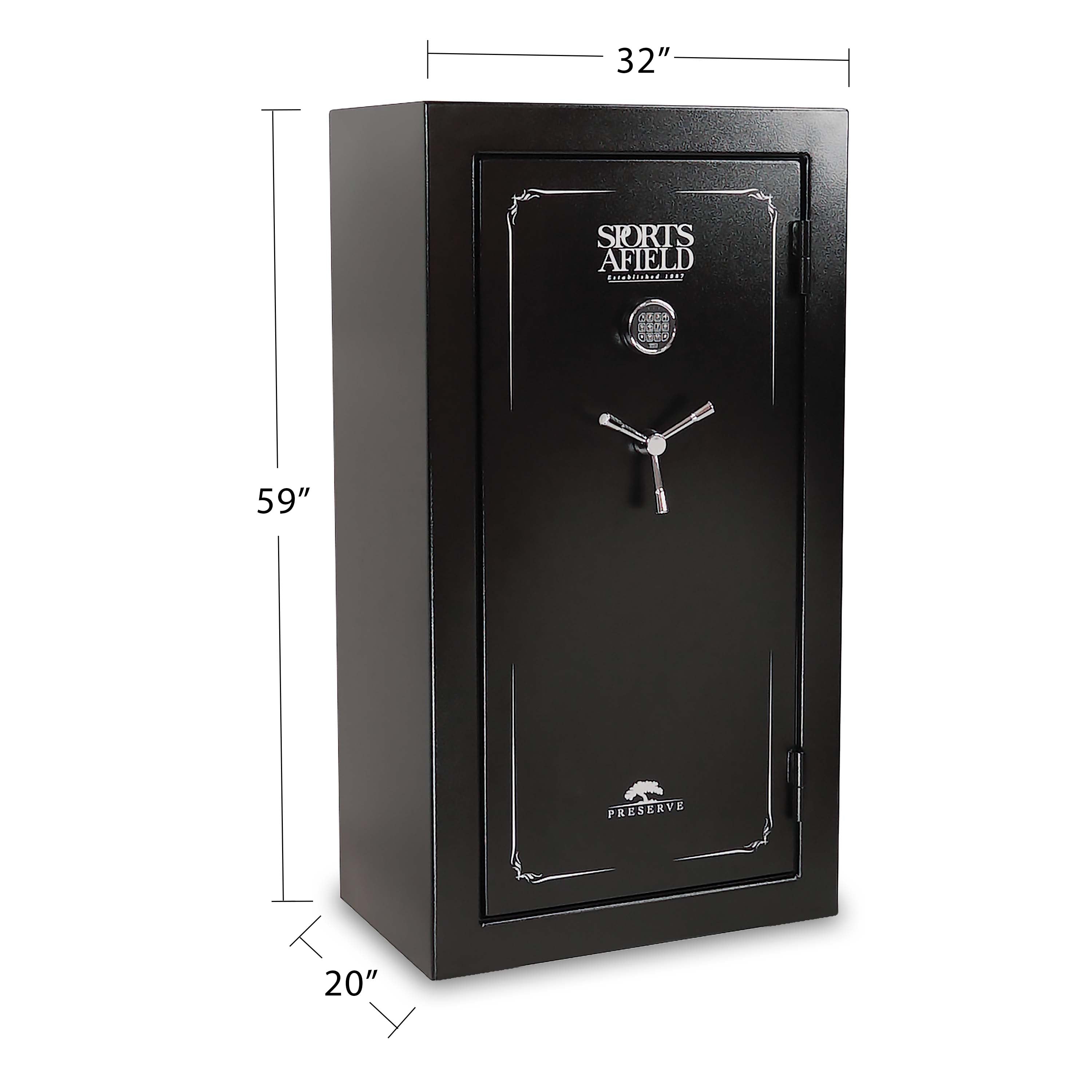 Preserve 32-Gun Fire and Waterproof Gun Safe with Electronic Lock, Black Textured Gloss