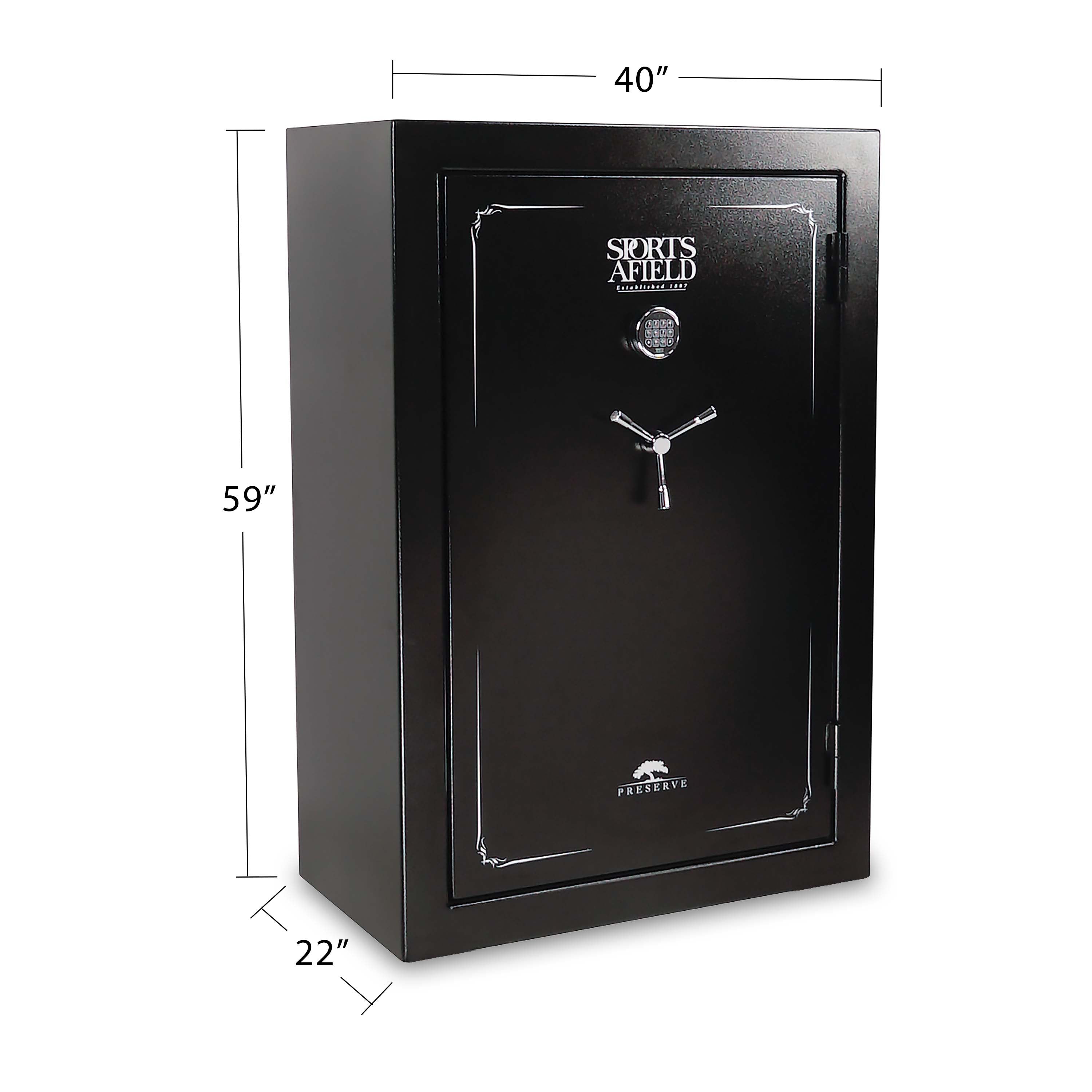 Preserve 40-Gun Fire and Waterproof Gun Safe with Electronic Lock, Black Textured Gloss