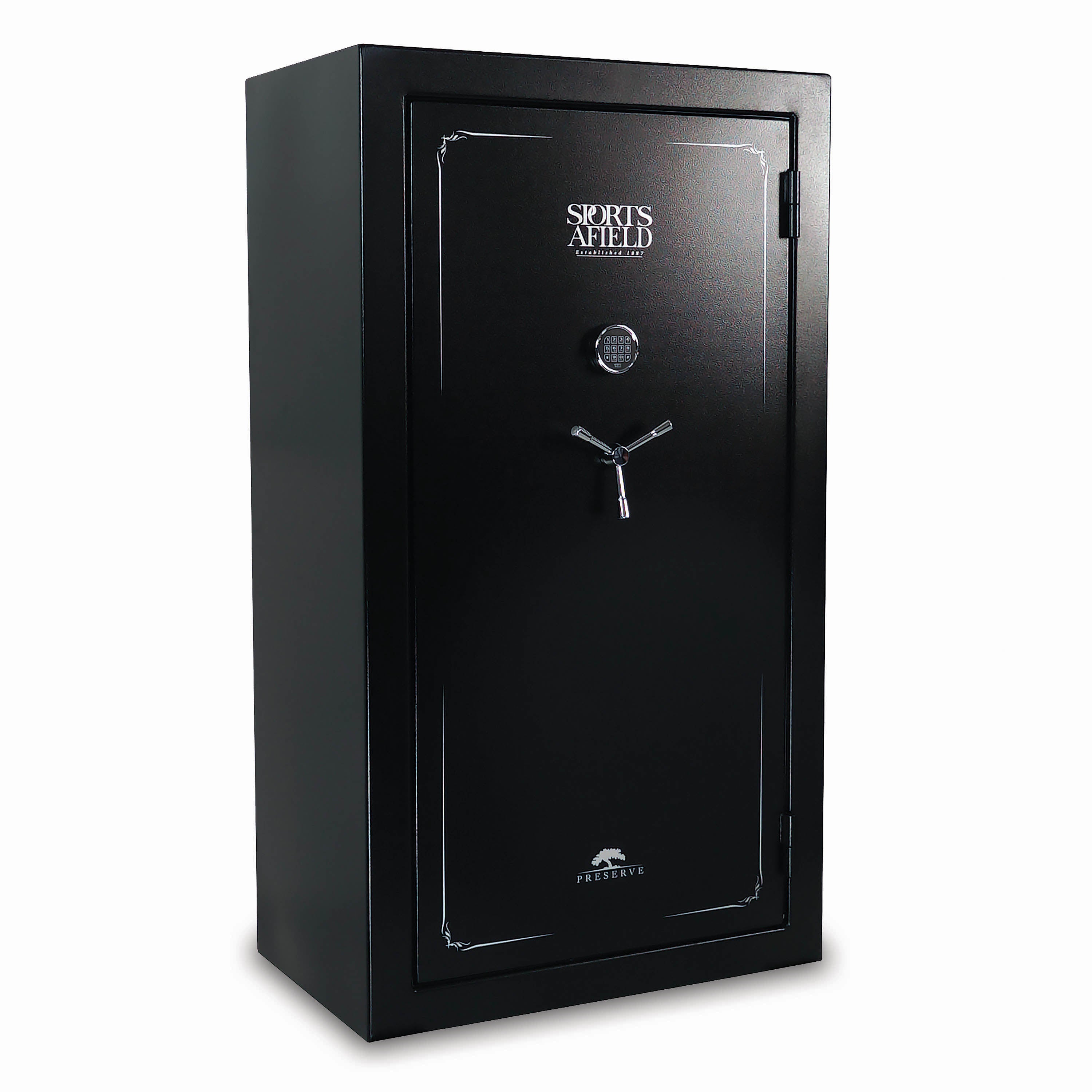 Preserve 60-Gun Fire and Waterproof Gun Safe with Electronic Lock, Black Textured Gloss