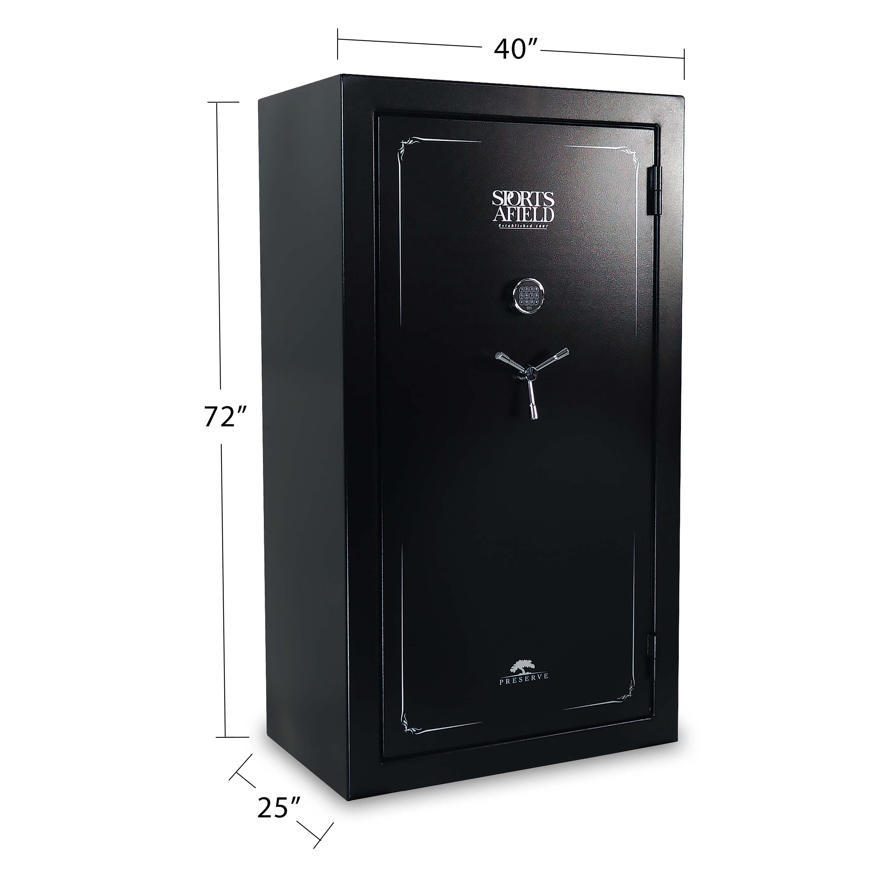 Preserve 60-Gun Fire and Waterproof Gun Safe with Electronic Lock, Black Textured Gloss