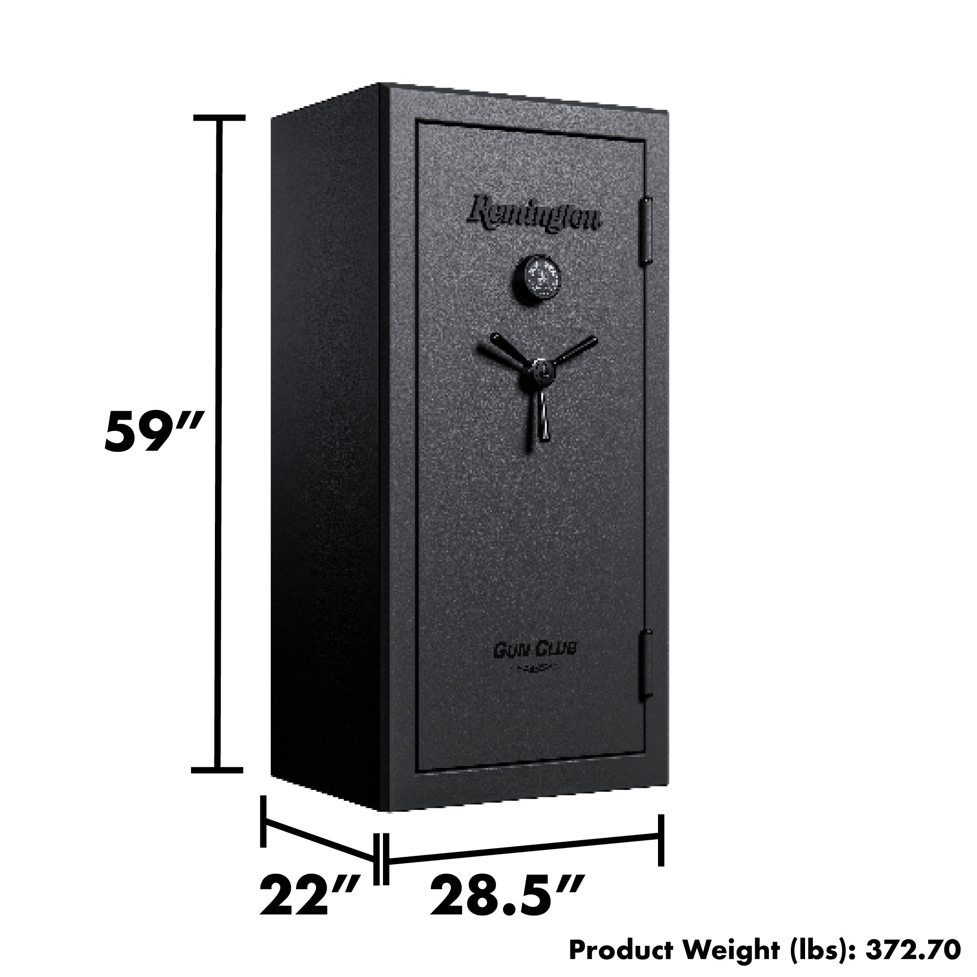 "Remington Gun Club 26 + 4-Gun Fireproof and Waterproof Gun Safe with Electronic Lock, Black Gloss Hammertone Finish	"