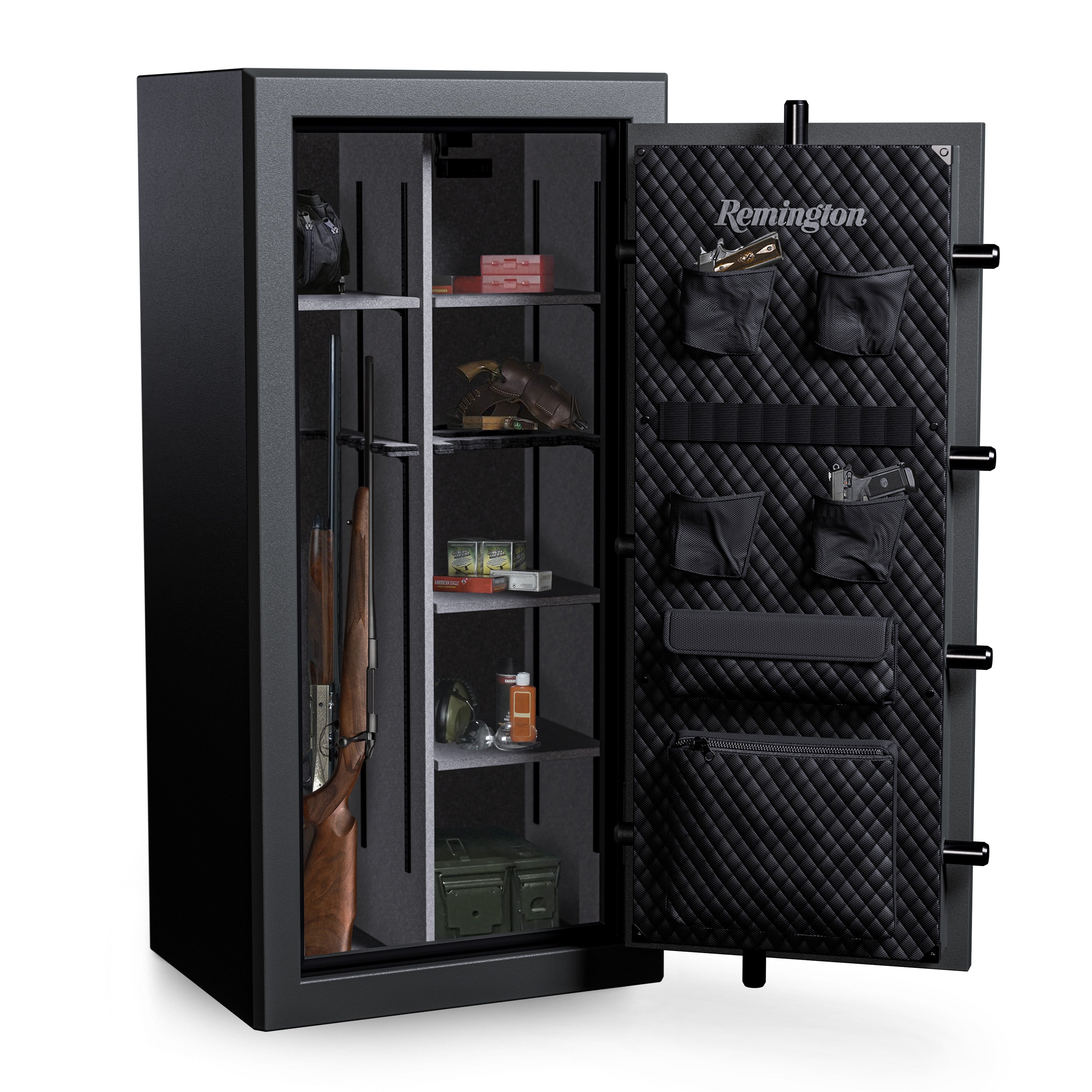 "Remington Gun Club 26 + 4-Gun Fireproof and Waterproof Gun Safe with Electronic Lock, Black Gloss Hammertone Finish	"