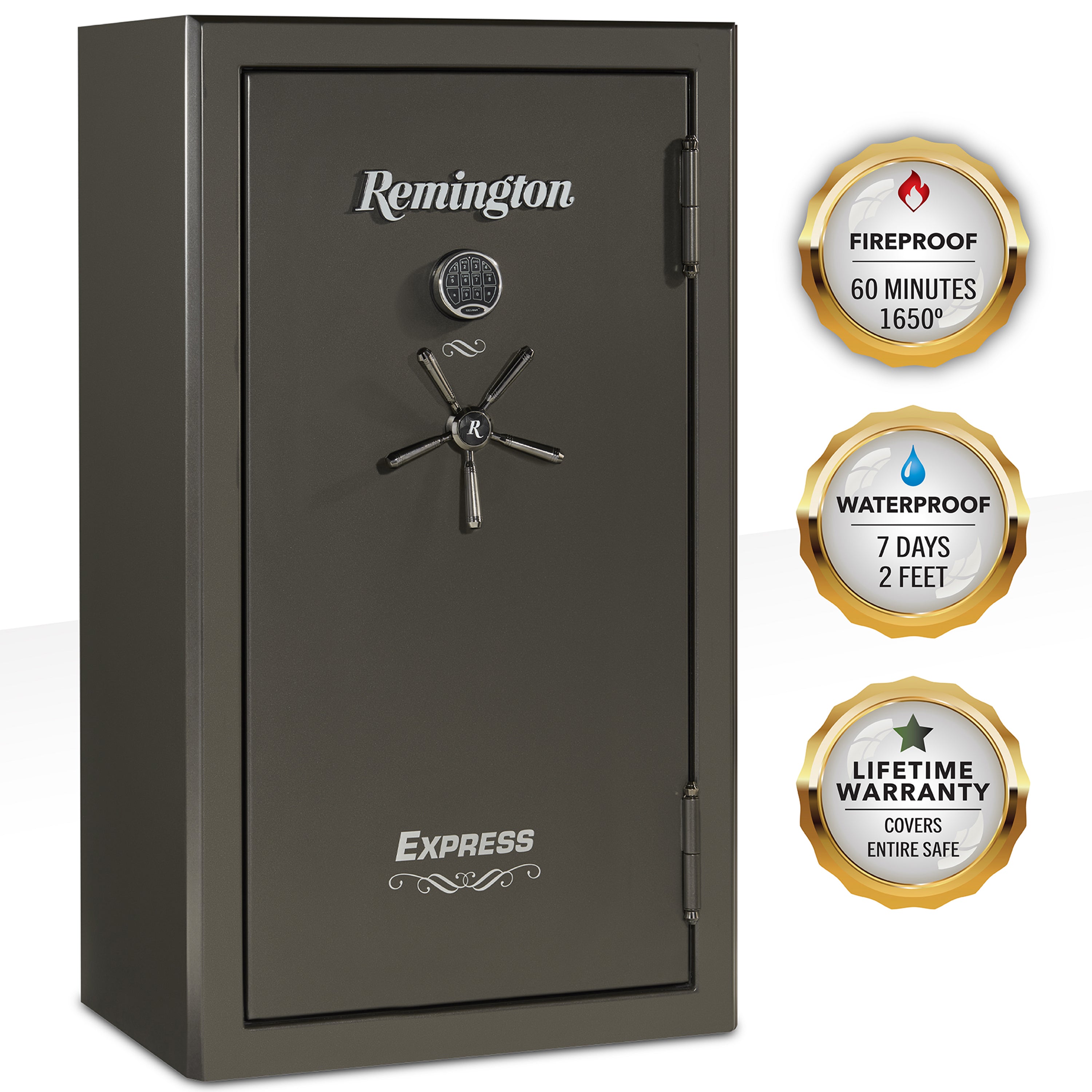 Express 34-Gun Fireproof and Waterproof Gun Safe with Electronic Lock, Graphite Satin Metallic Finish