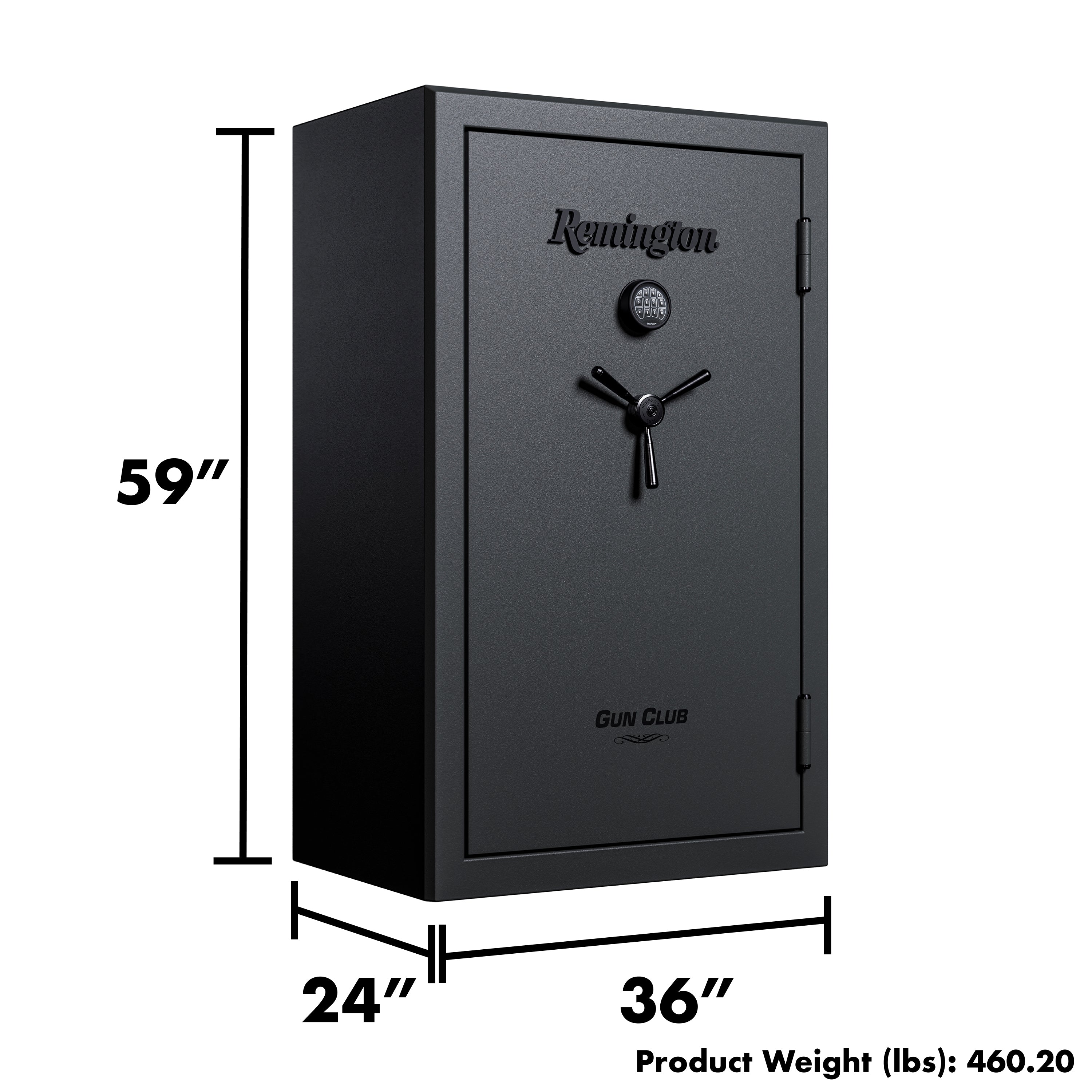 "Remington Gun Club 36 + 4-Gun Fireproof and Waterproof Gun Safe with Electronic Lock, Black Gloss Hammertone Finish	"