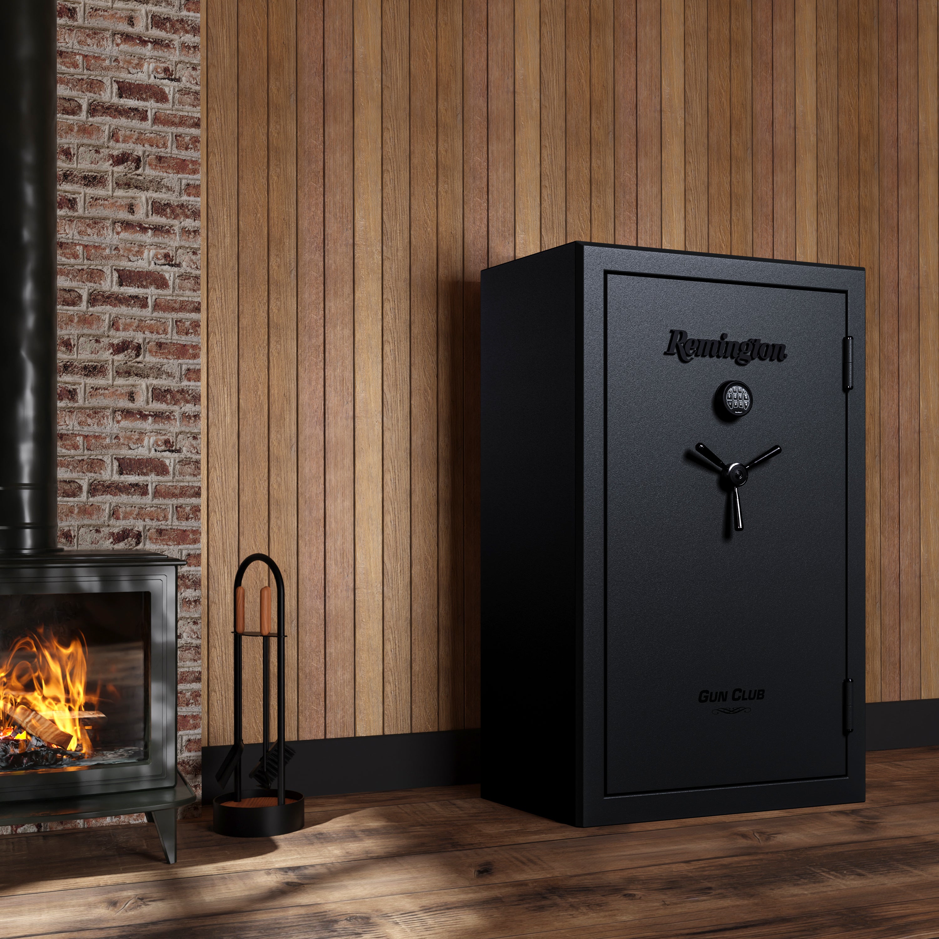 "Remington Gun Club 36 + 4-Gun Fireproof and Waterproof Gun Safe with Electronic Lock, Black Gloss Hammertone Finish	"