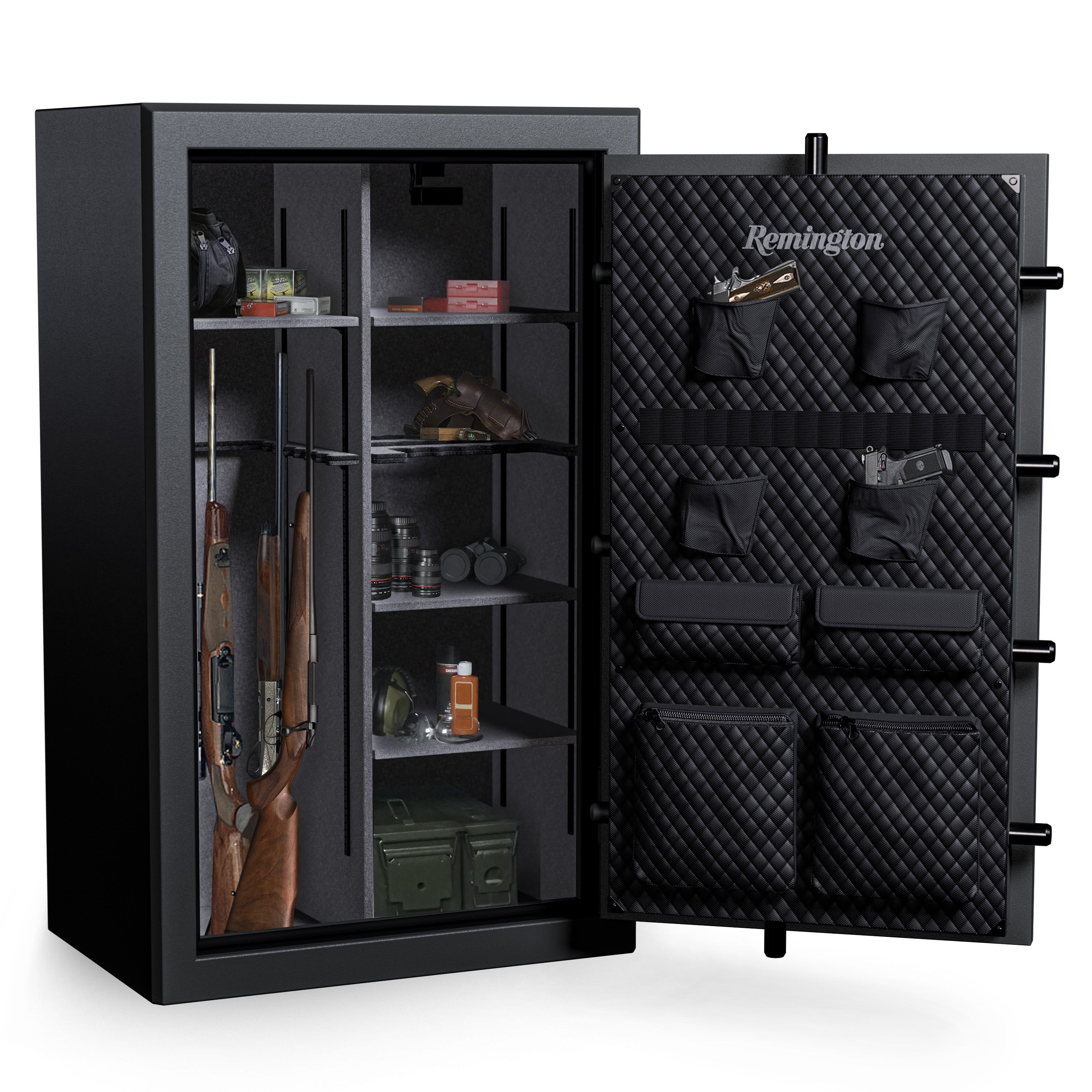 "Remington Gun Club 36 + 4-Gun Fireproof and Waterproof Gun Safe with Electronic Lock, Black Gloss Hammertone Finish	"