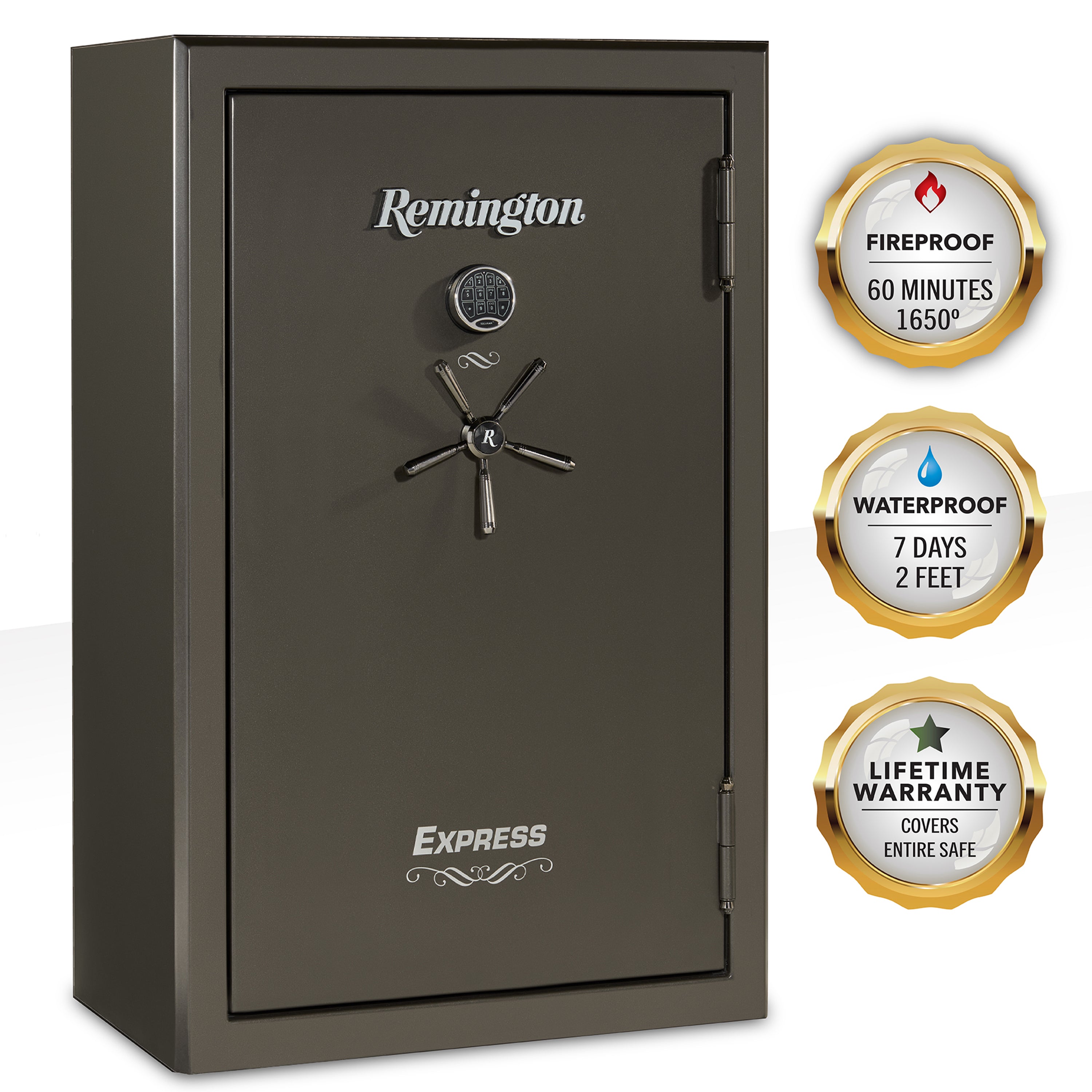 Express 44-Gun Fireproof and Waterproof Gun Safe with Electronic Lock, Graphite Satin Metallic Finish