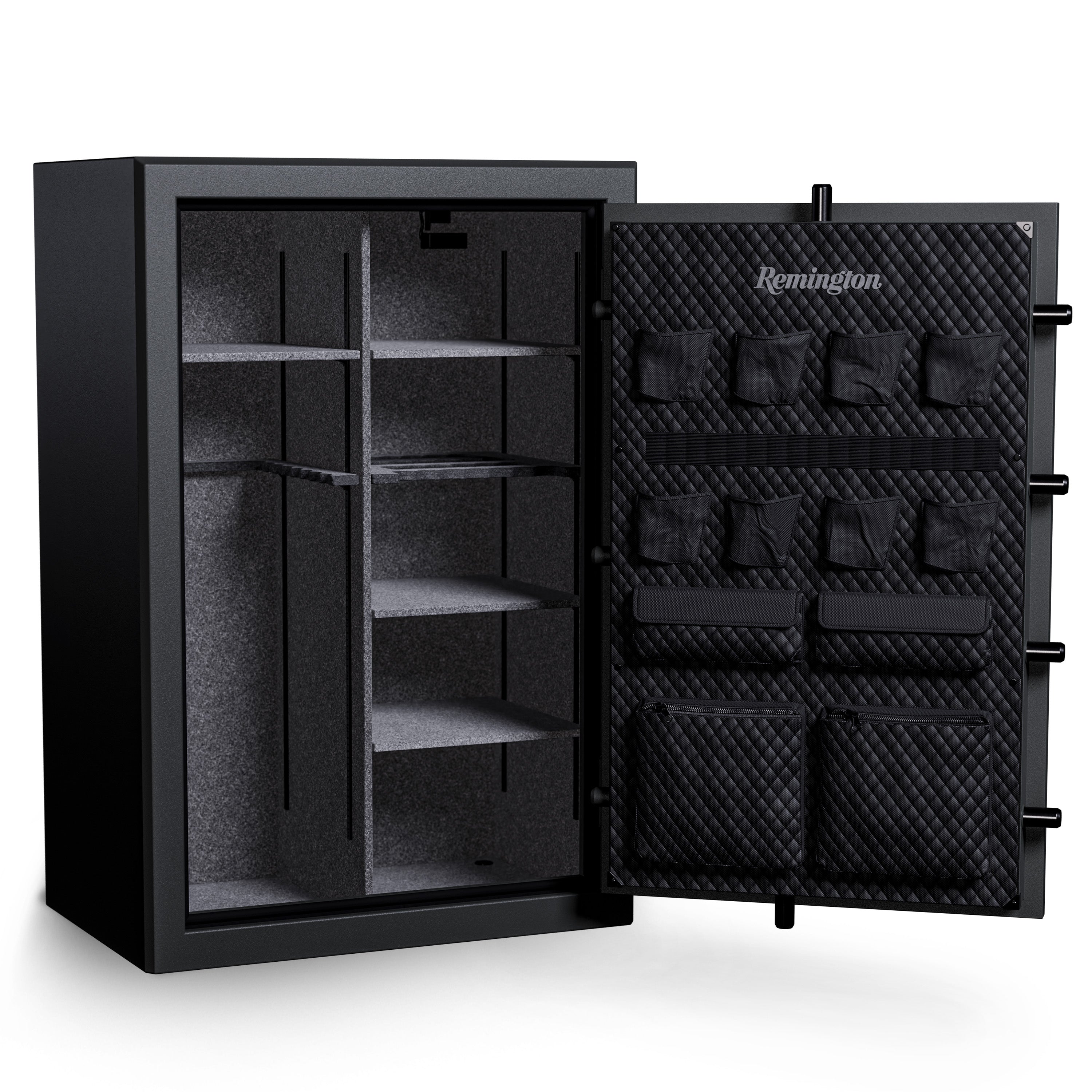 "Remington Gun Club 52 + 8-Gun Fireproof and Waterproof Gun Safe with Electronic Lock, Black Gloss Hammertone Finish	"