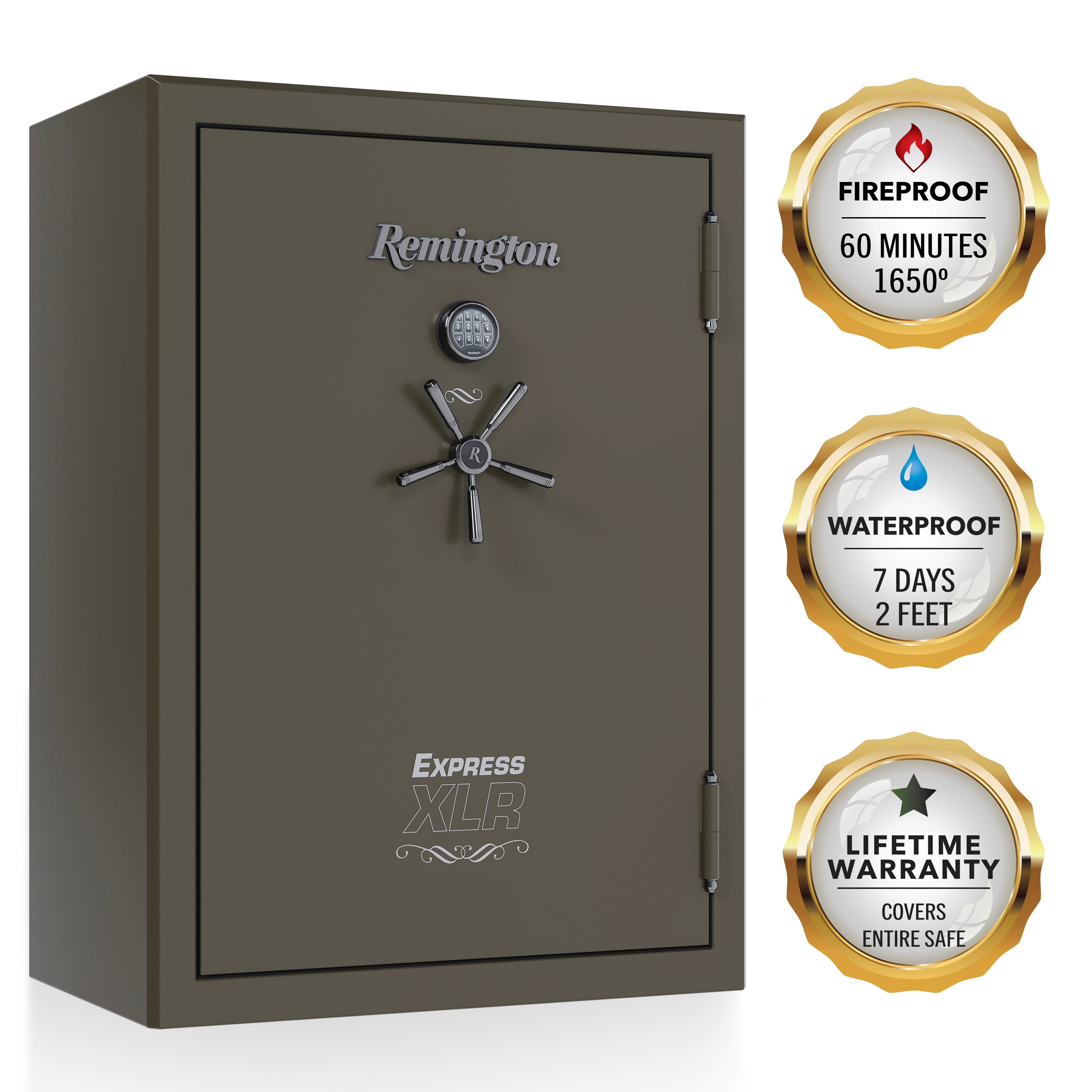 Remington Express XLR 60-Gun Fireproof and Waterproof Gun Safe with Electronic Lock, Graphite Satin Metallic Finish