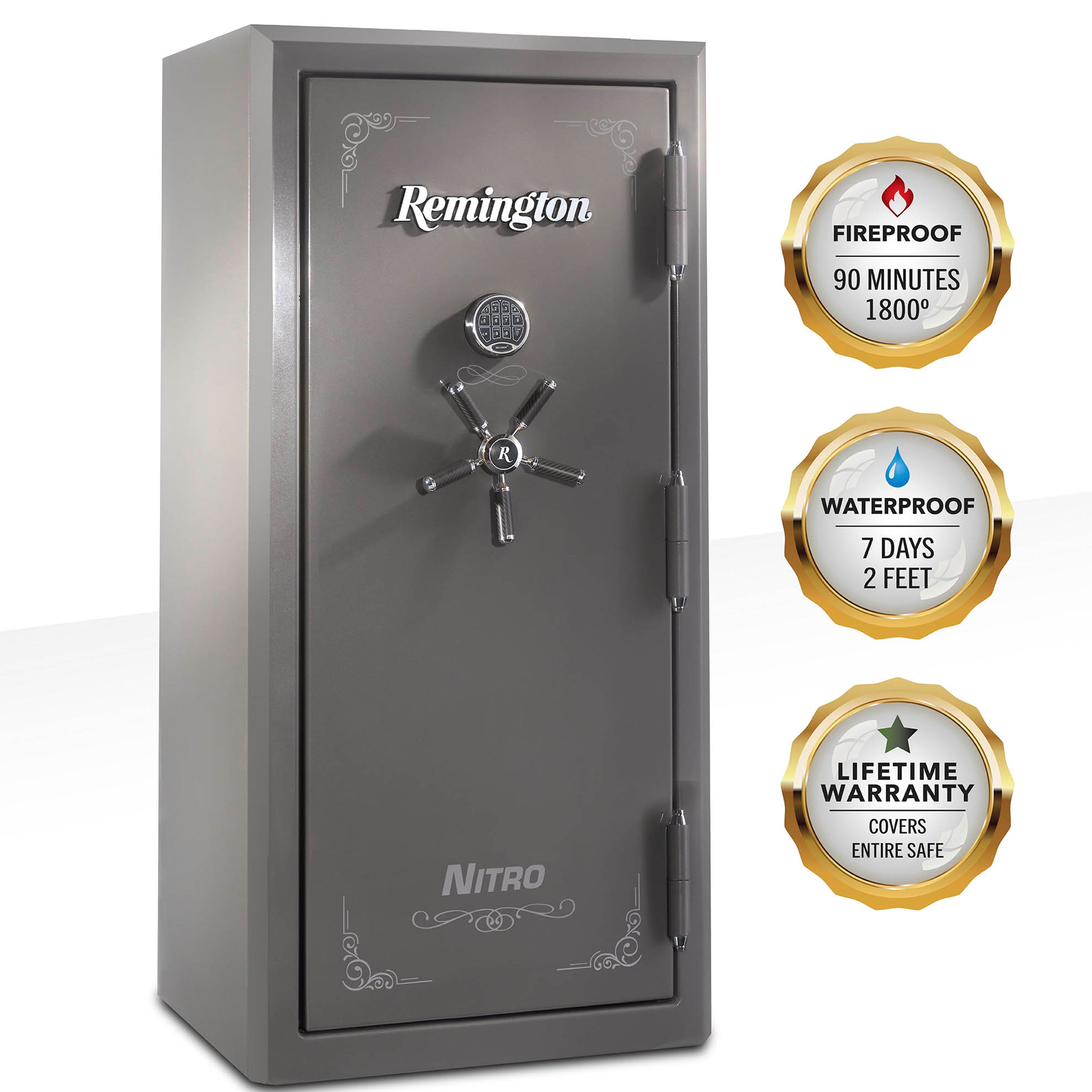 Nitro 26-Gun Fireproof and Waterproof Gun Safe with Electronic Lock, Seltzer Gray Gloss Metallic