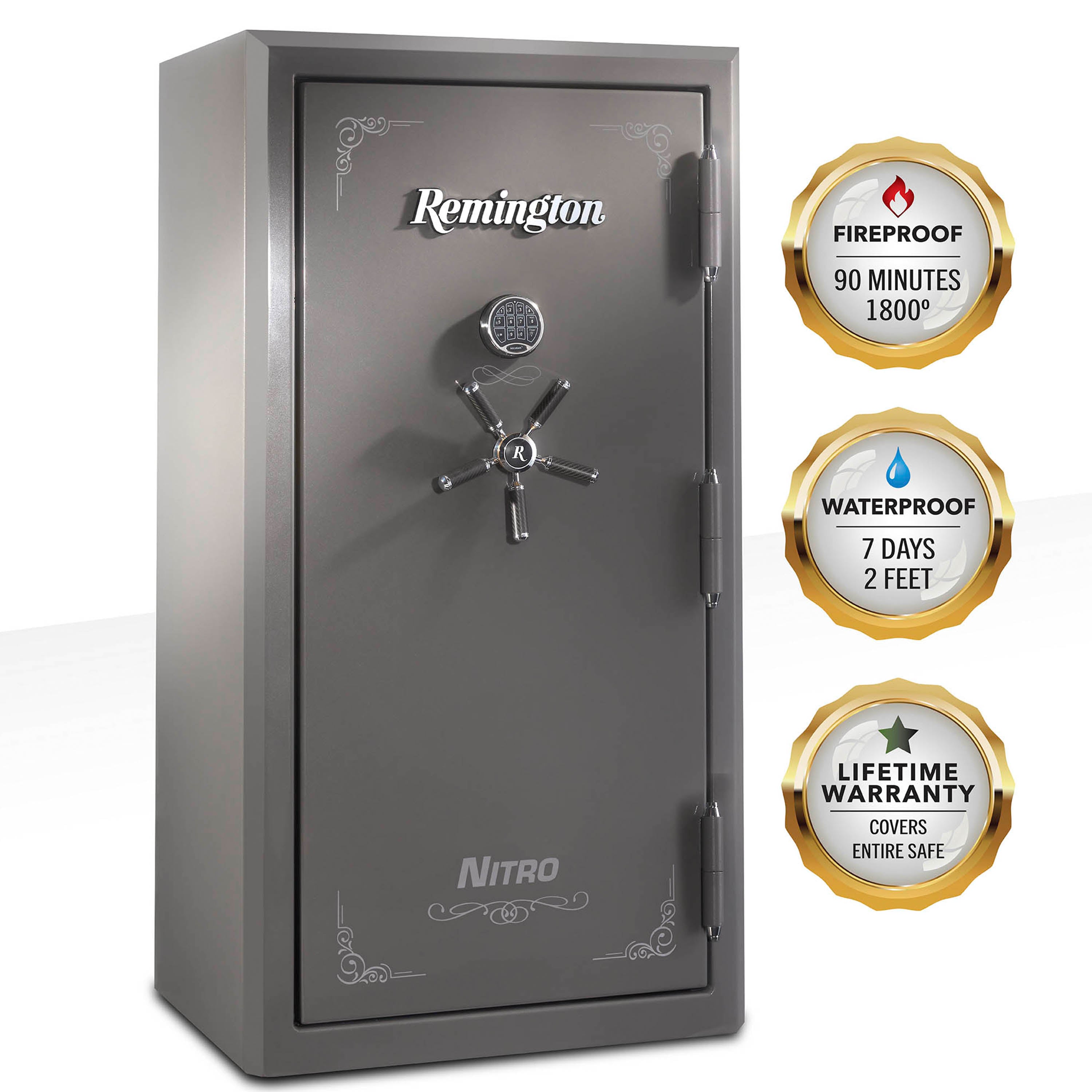 Nitro 36-Gun Fireproof and Waterproof Gun Safe with Electronic Lock, Seltzer Gray Gloss Metallic